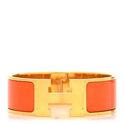 Hermes Enamel Wide Clic Clac H Bracelet GM Orange 1 of 6