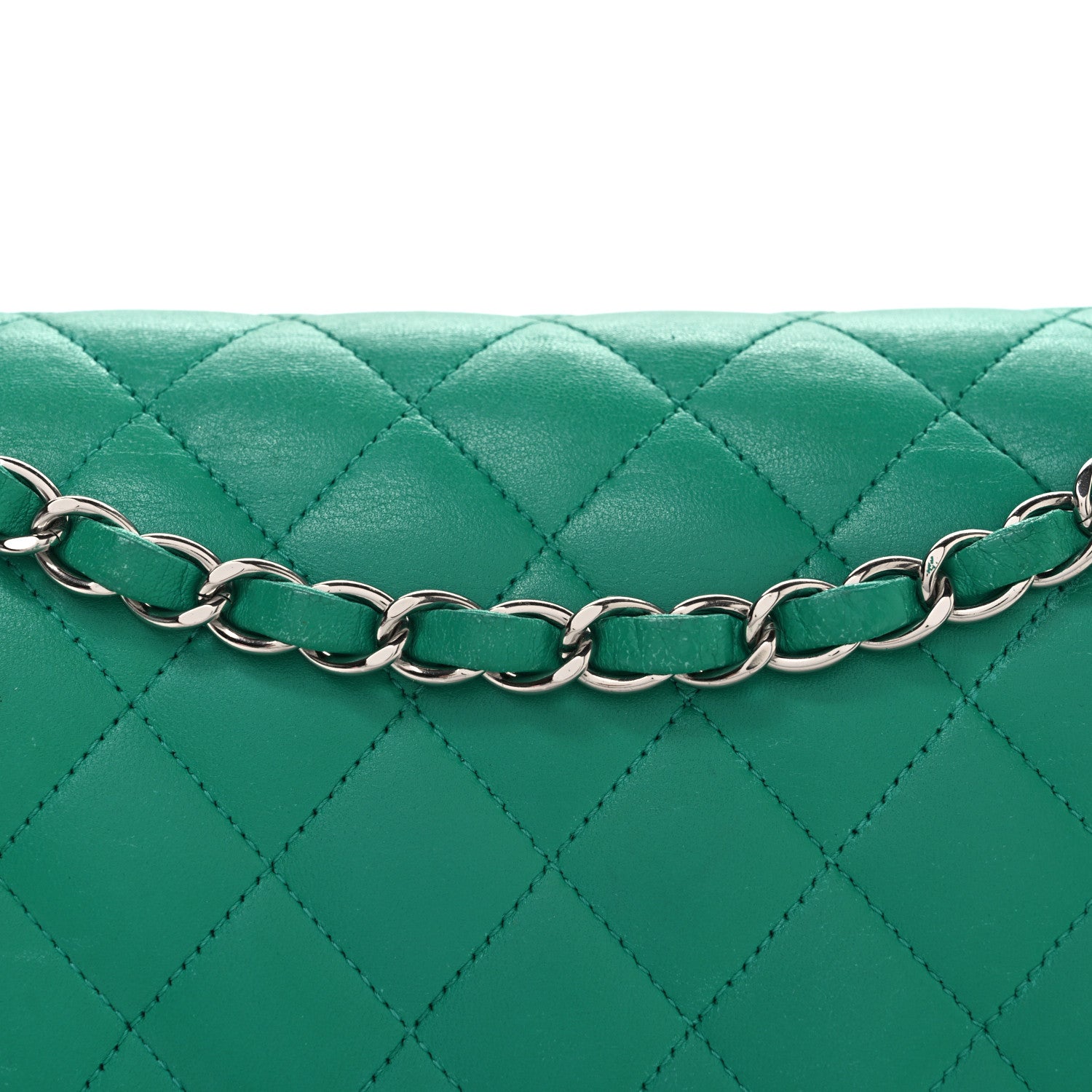 Chanel Lambskin Quilted Medium Double Flap Green 8 of 13