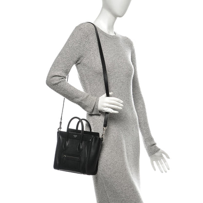 Celine Drummed Calfskin Nano Luggage Black 2 of 6