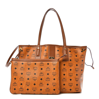 MCM Visetos Medium Liz Reversible Shopper Tote Cognac 1 of 14