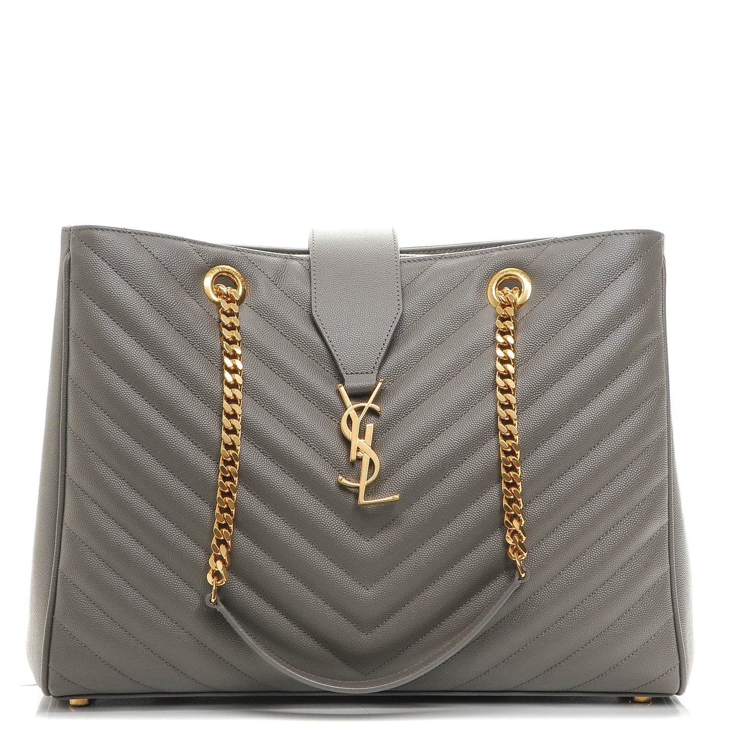 Grain De Poudre Matelasse Chevron Monogram Shopping Bag Fog
