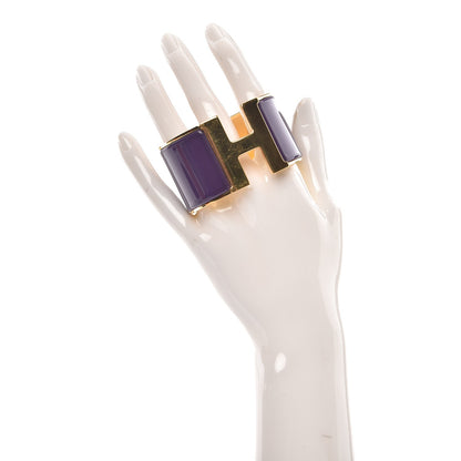 Hermes Enamel Extra Wide Clic Clac H Bracelet PM Pourpre 2 of 5