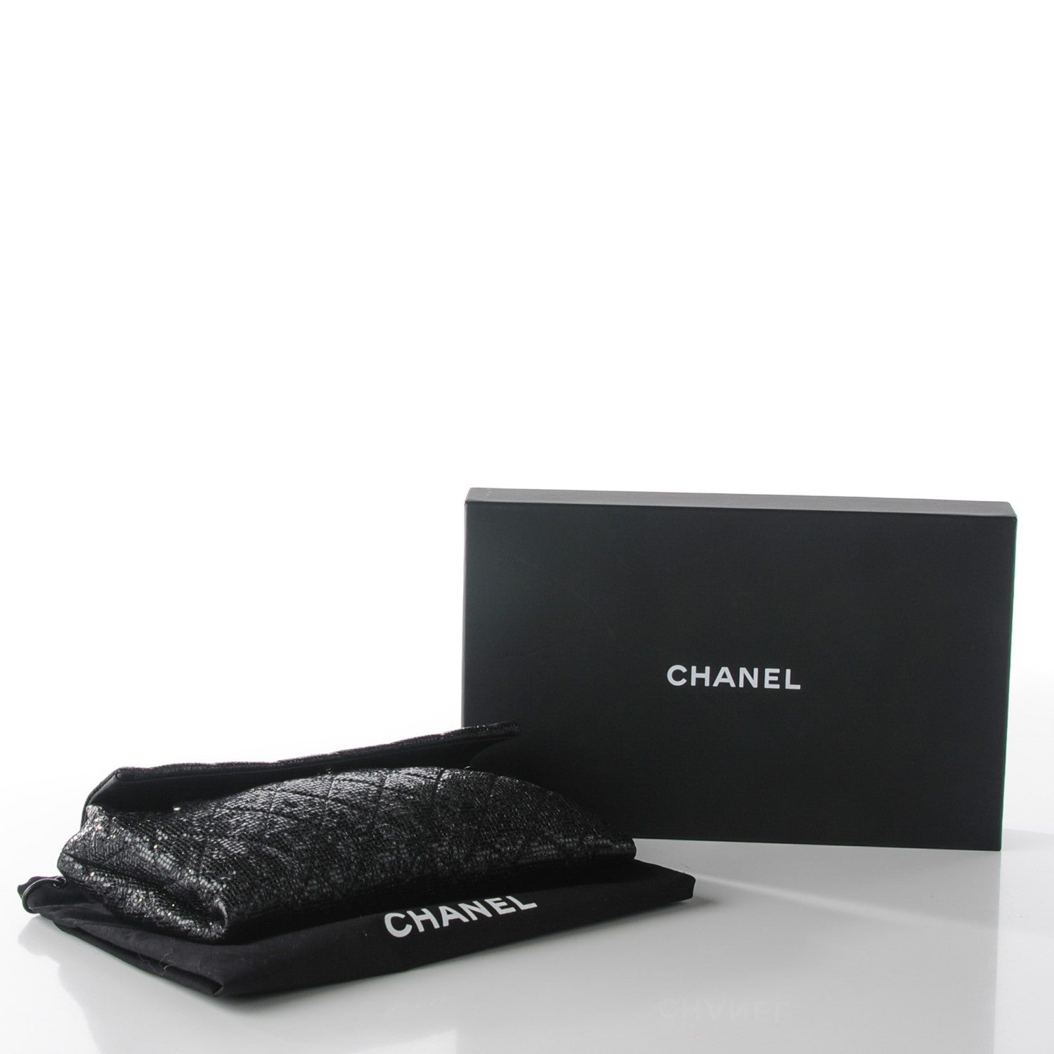 Chanel Vinyl Quilted Clutch with Chain Black 5 of 8