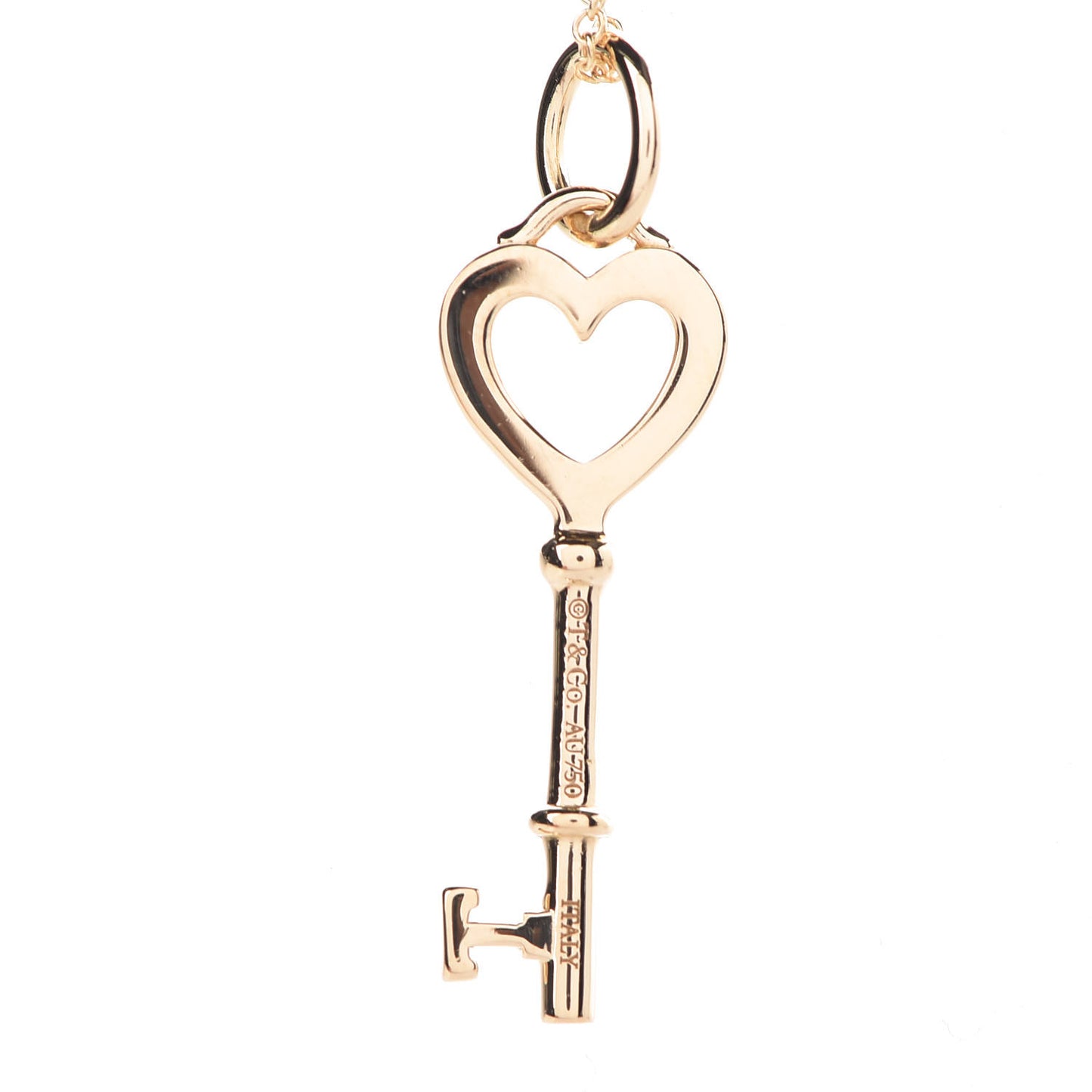18K Yellow Gold Mini Heart Key Pendant Necklace