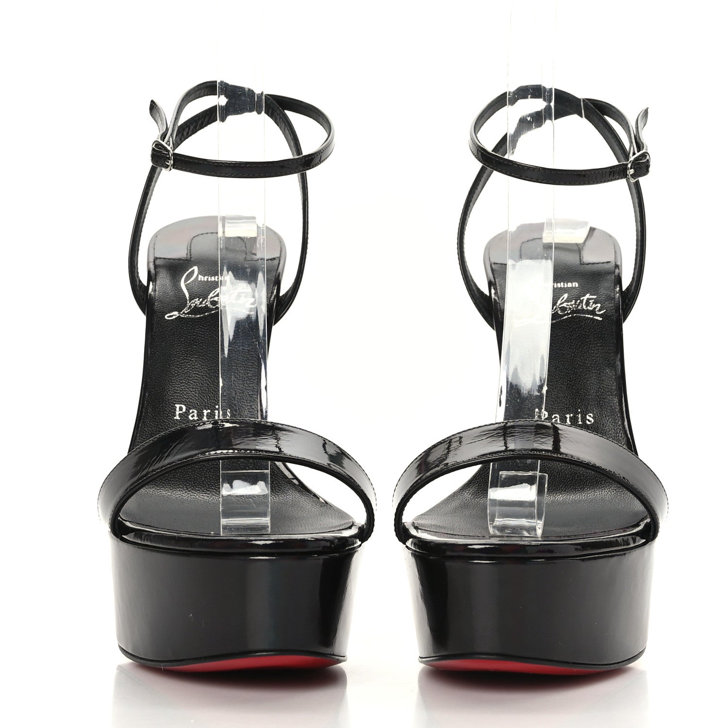 Christian Louboutin Patent Psychic Loubi Queen Alta 150 Platform Sandals 38.5 Black 2 of 7