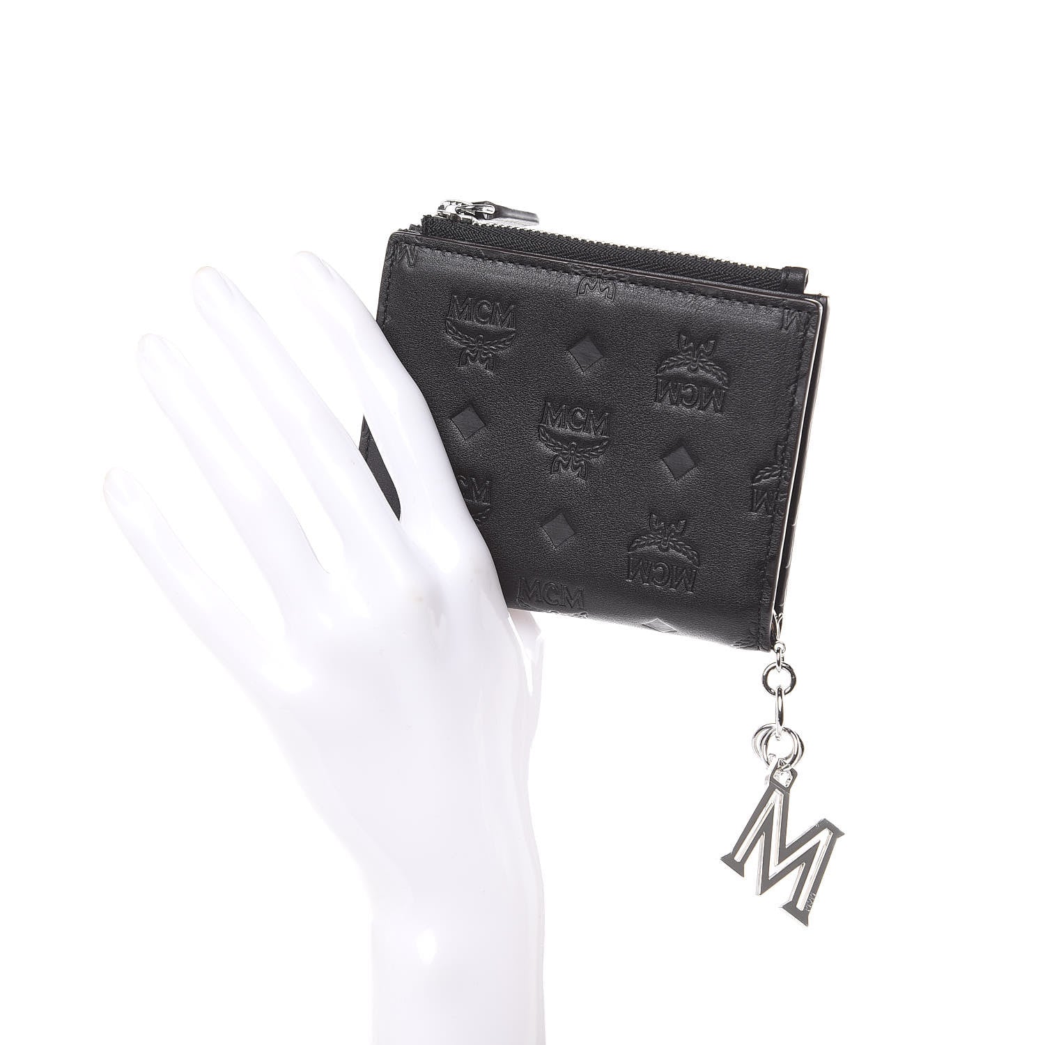 MCM Calfskin Ottomar Monogram Mini Two Fold Klara Wallet Black 2 of 8
