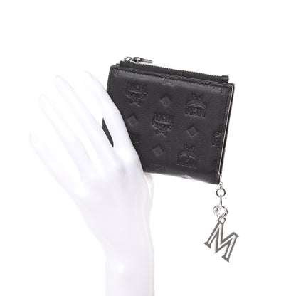 MCM Calfskin Ottomar Monogram Mini Two Fold Klara Wallet Black 2 of 8