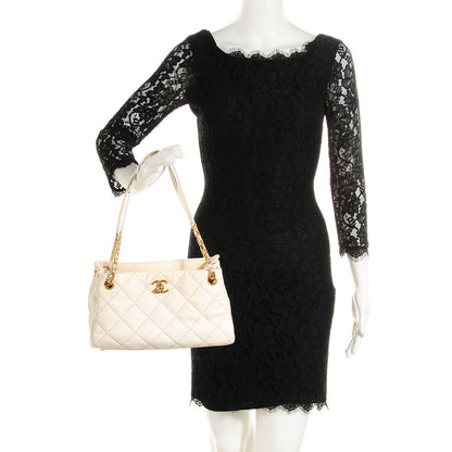 Chanel Calfskin Quilted Retro Chain Tote Ivory 2 of 8