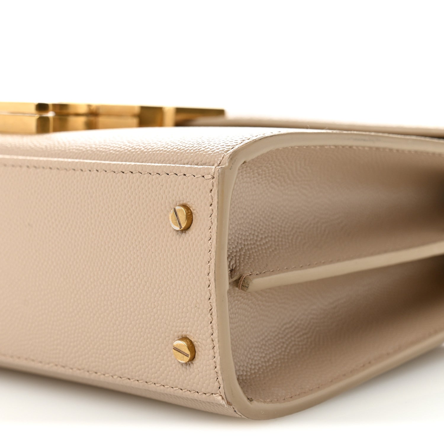 Saint Laurent Grain de Poudre Mini Classic Monogram Cassandra Top Handle Dark Beige 9 of 11