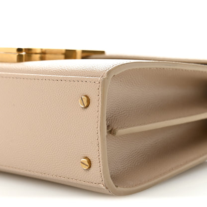 Saint Laurent Grain de Poudre Mini Classic Monogram Cassandra Top Handle Dark Beige 9 of 11