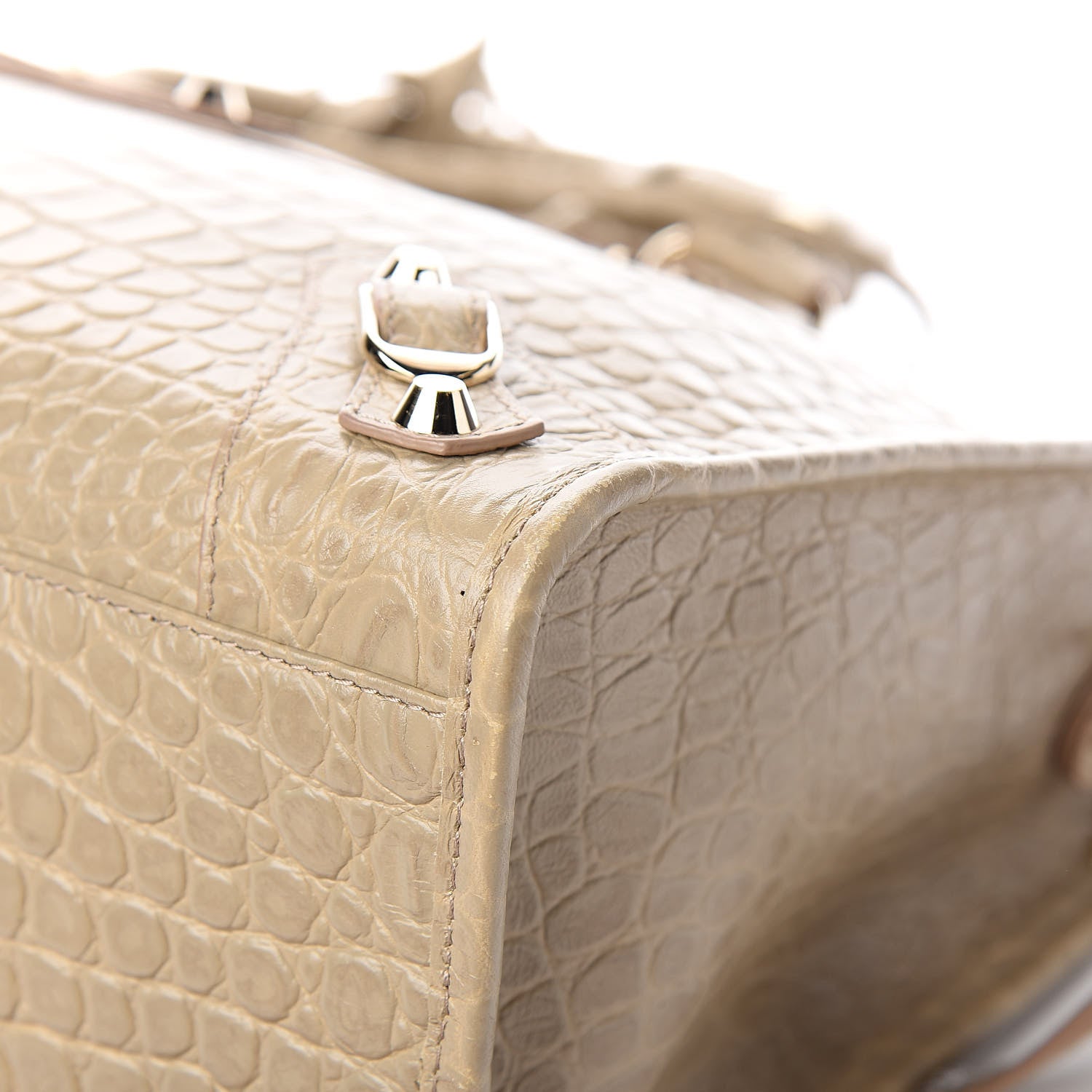 Balenciaga Calfskin Crocodile Embossed Classic Gold Hardware City Beige Latte 10 of 13