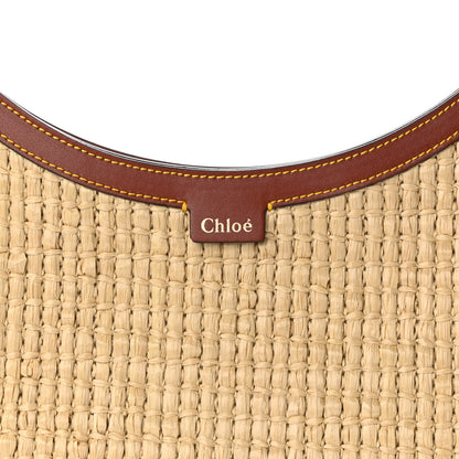 Chloe Calfskin Raffia Embroidered Medium Darryl Hobo Brown 7 of 9