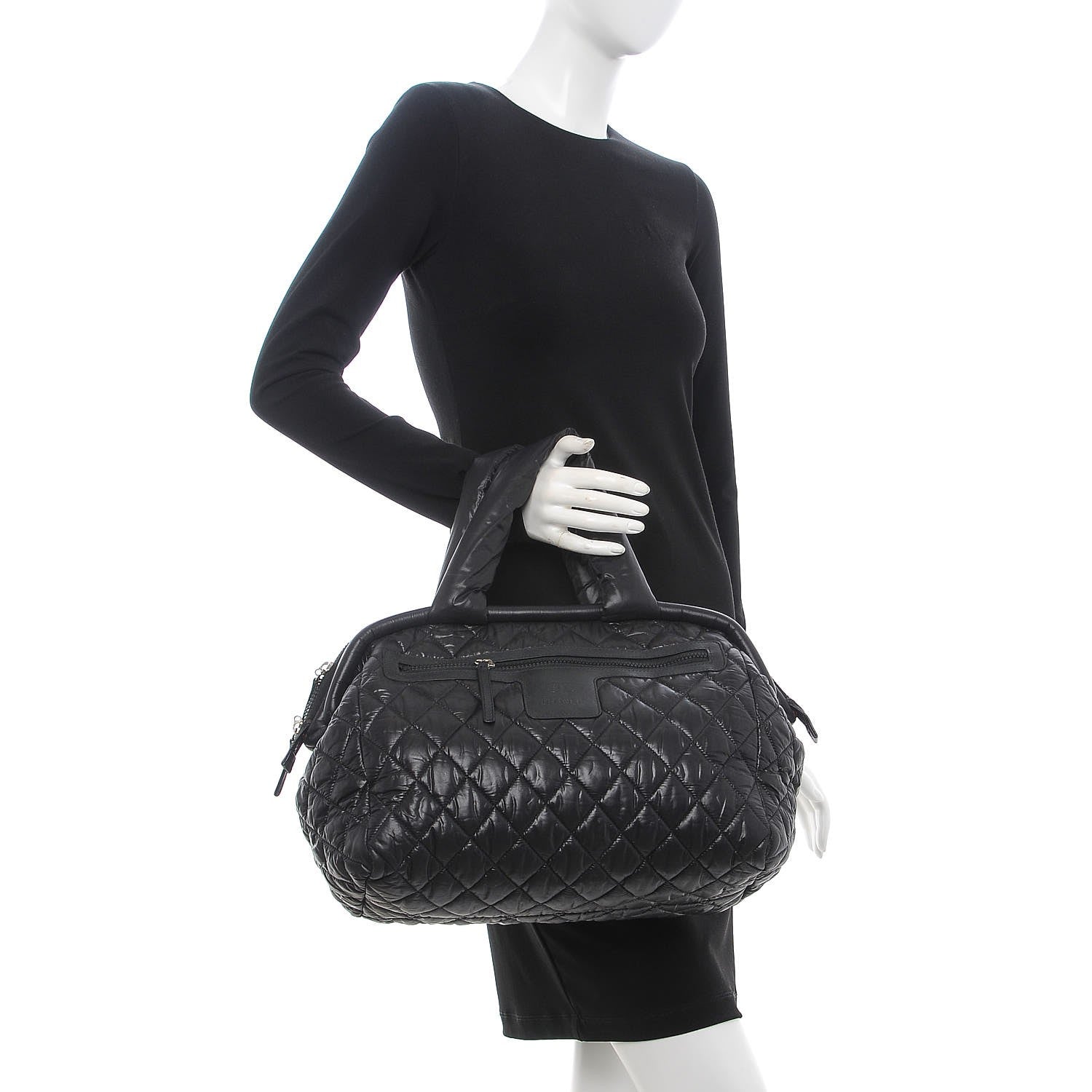 Chanel Nylon Quilted Coco Cocoon Bowler Black 2 of 8