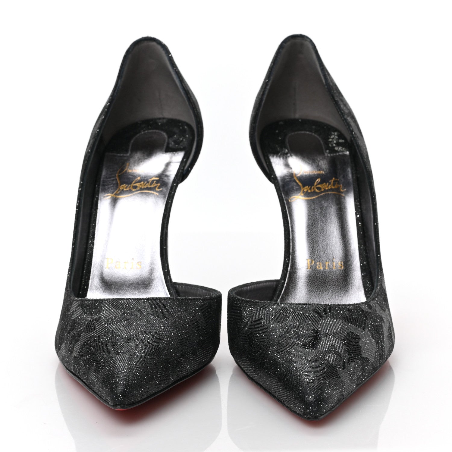 Christian Louboutin Glitter Iriza Kid Flinstar 100 Pumps 38.5 Black 2 of 8