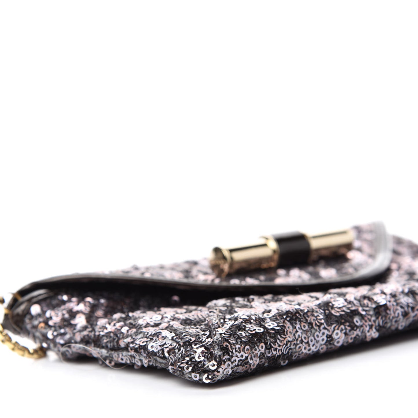 Sequin Envelope Clutch Silver Black