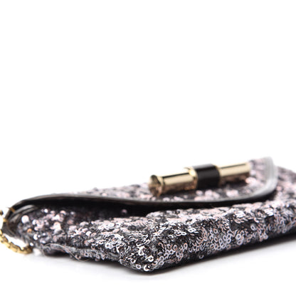 Jimmy Choo Sequin Envelope Clutch Silver Black 6 of 11