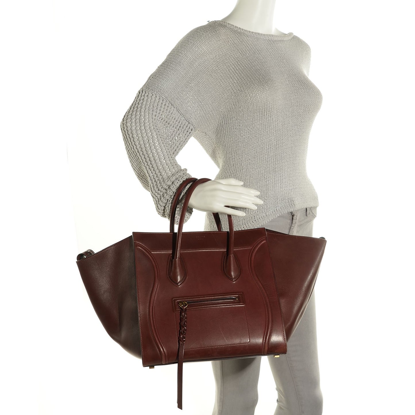 Natural Calfskin Medium Phantom Luggage Burgundy