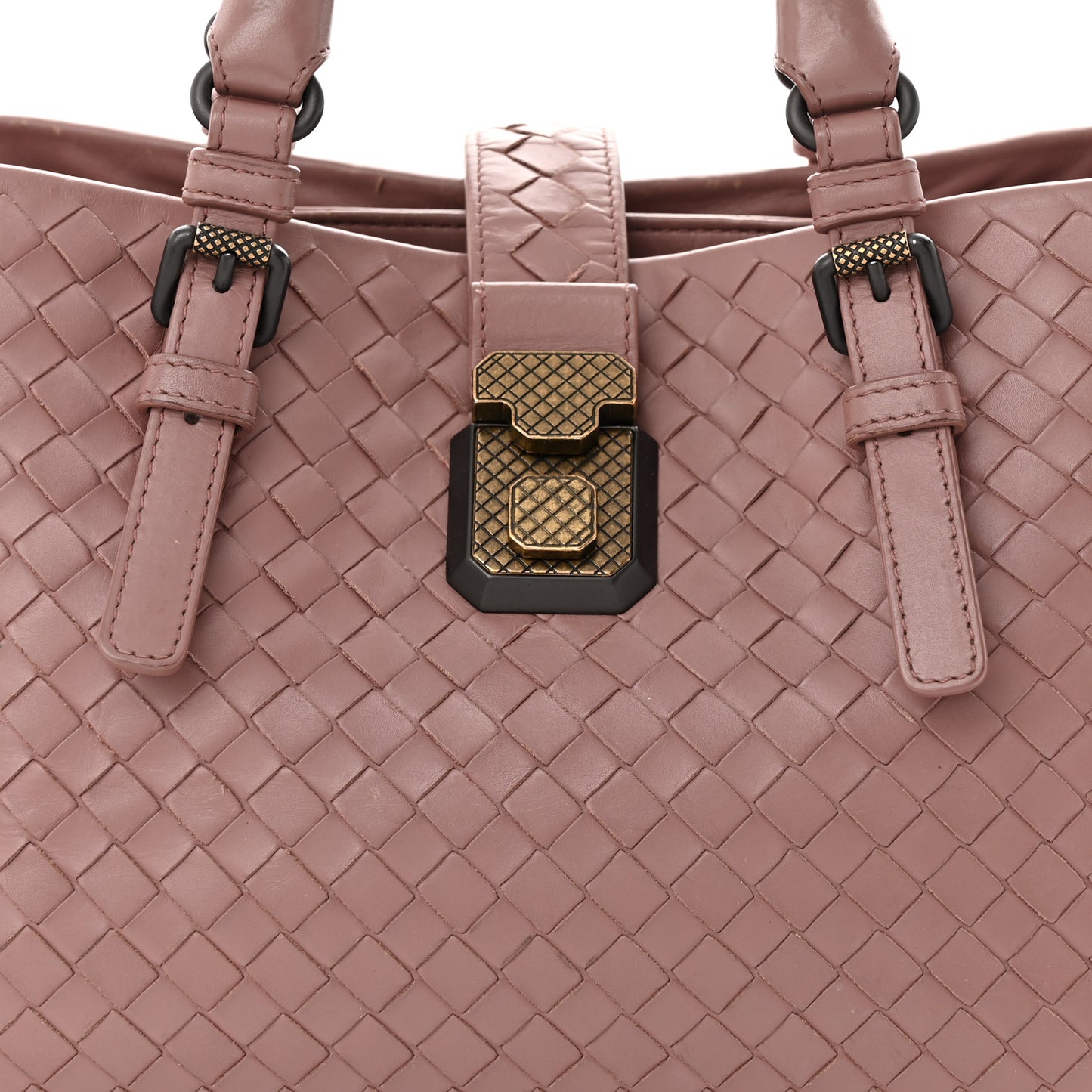 Light Calfskin Intrecciato Small Roma Deco Rose