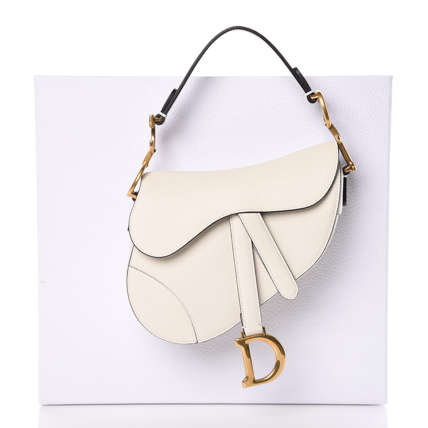 Christian Dior Grained Calfskin Mini Saddle Bag White 8 of 8