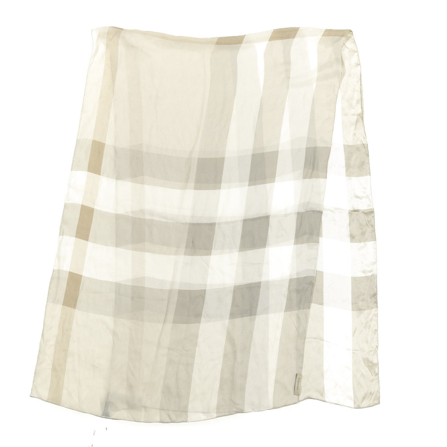 Satin Silk Mega Check Scarf Natural White