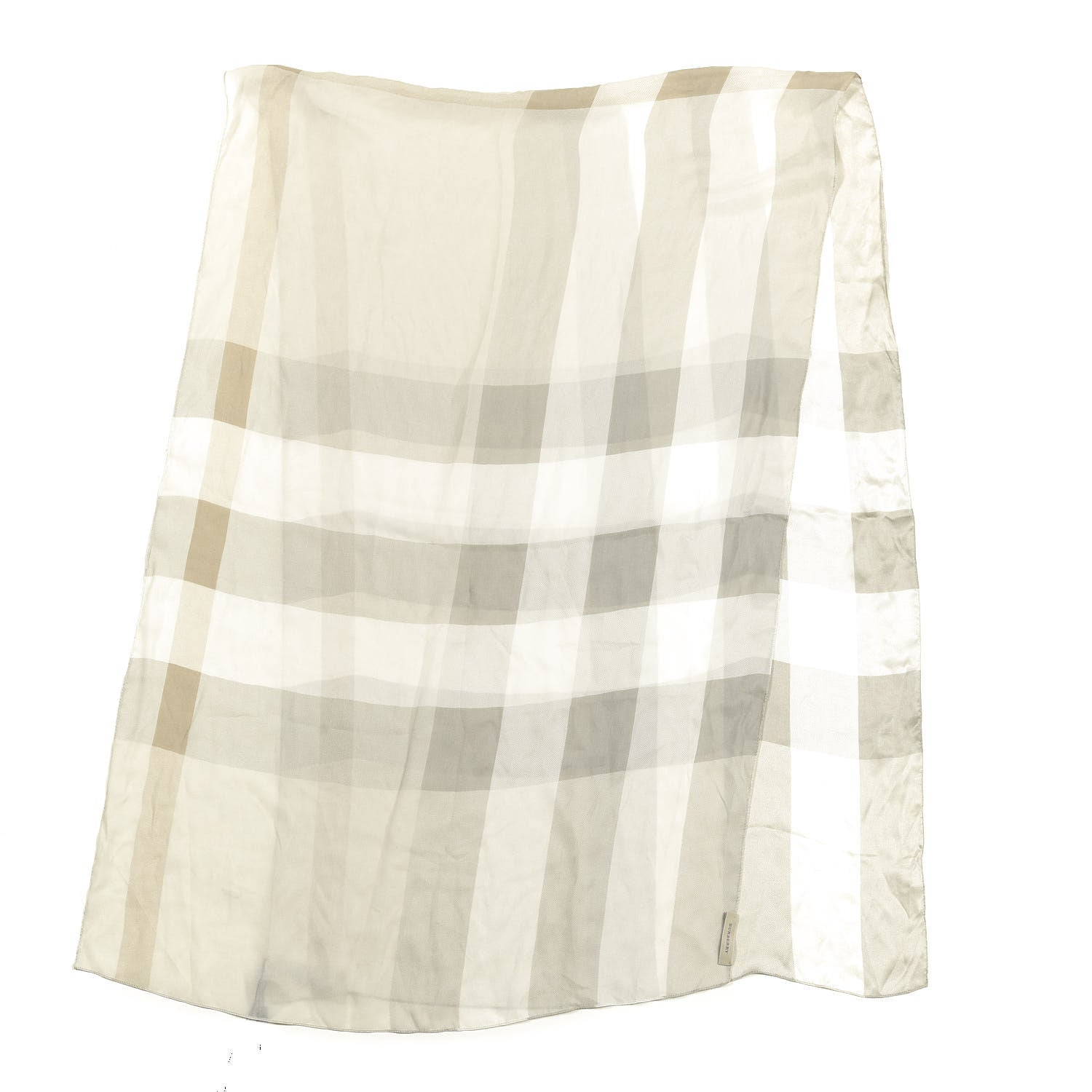 Burberry Satin Silk Mega Check Scarf Natural White 1 of 3