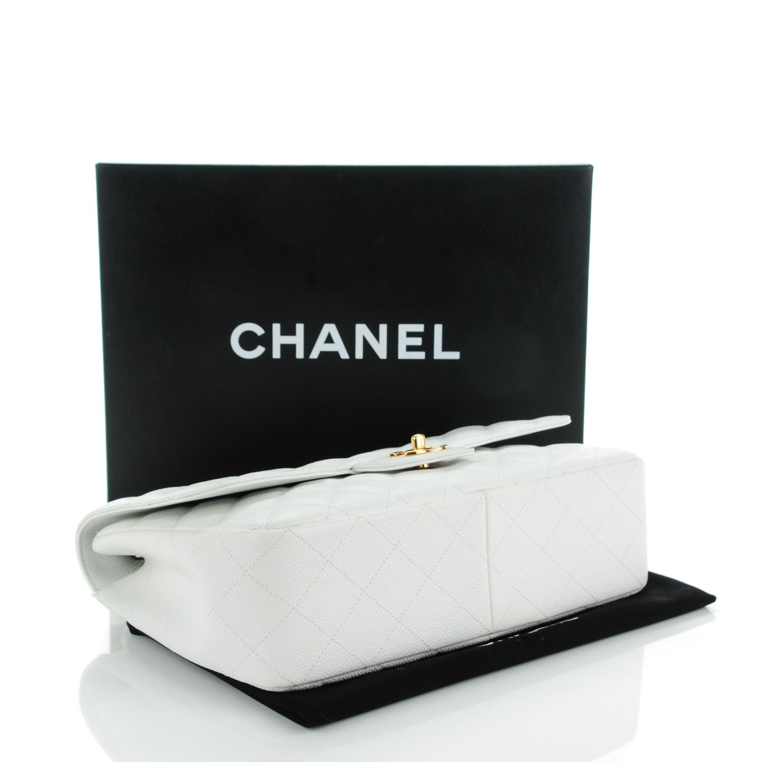 Chanel Caviar Quilted Jumbo Single Flap White 4 of 8