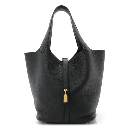Hermes Taurillon Clemence Picotin Lock 22 MM Black 1 of 12