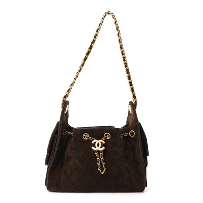 Chanel Suede Quilted Mini Chanel 25 Handbag Dark Brown 1 of 10
