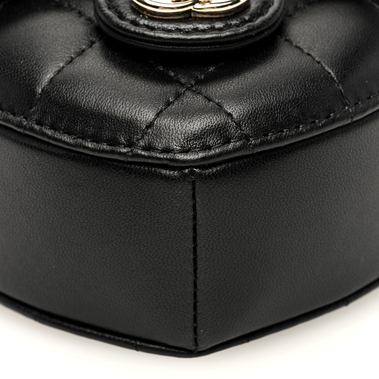 Chanel Lambskin Quilted CC In Love Heart Waist Belt Bag With Chain Black 9 of 10