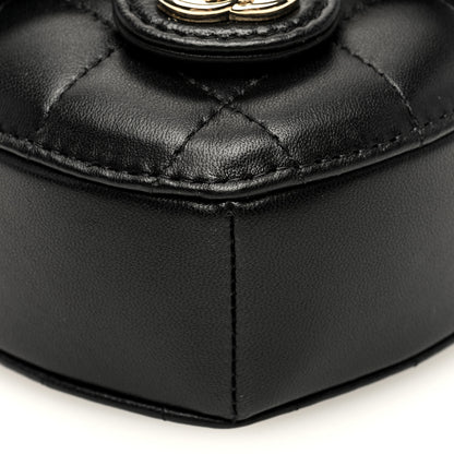 Chanel Lambskin Quilted CC In Love Heart Waist Belt Bag With Chain Black 9 of 10