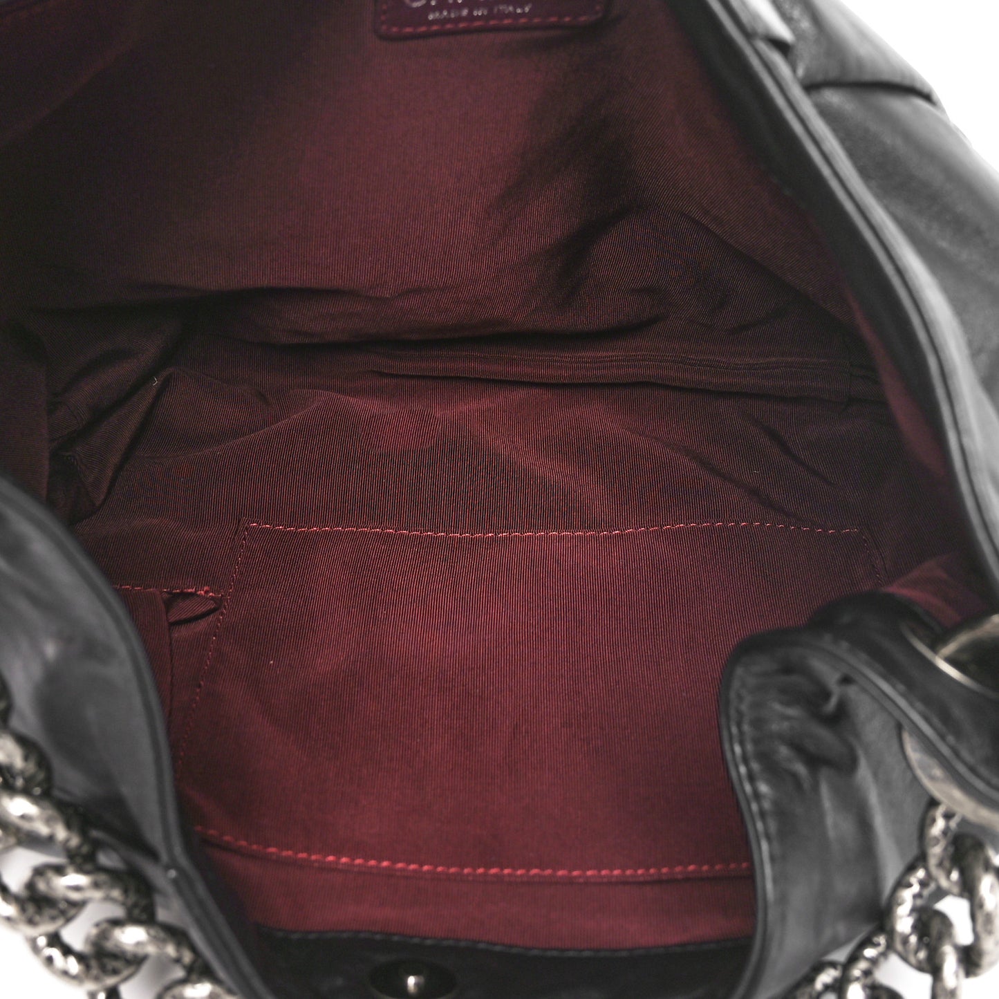 Calfskin Tweed Coco Pleats Hobo Black Burgundy