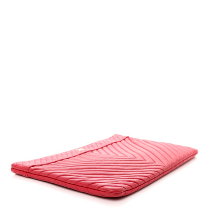 Chanel Caviar Chevron Quilted Large Cosmetic Case Red 4 of 9
