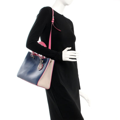 Christian Dior Smooth Calfskin Medium Tri-Color Diorissimo Bag Navy Pink 2 of 21
