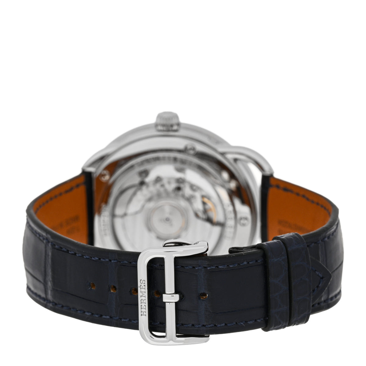 Hermes Stainless Steel Alligator 43mm Arceau Grande Lune Automatic Watch Bleu Abysse 3 of 5