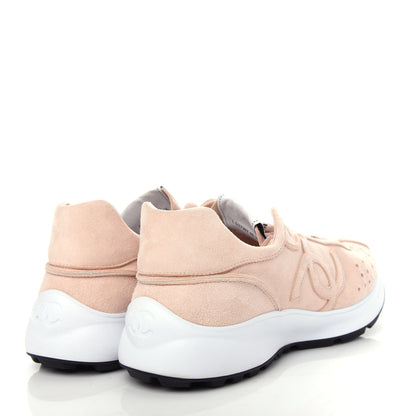 Chanel Suede Goatskin CC Sneakers 40.5 Light Pink 4 of 11