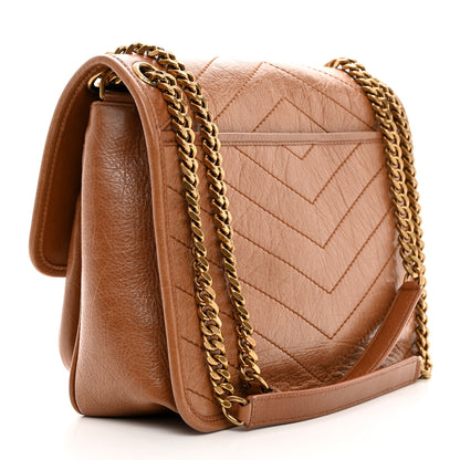 Saint Laurent Crinkled Calfskin Matelasse Monogram Medium Niki Chain Satchel Caramel 2 of 10