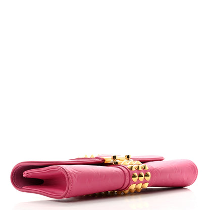Louis Vuitton Calfskin Embossed Courtney Pochette Clutch Fuchsia 4 of 7