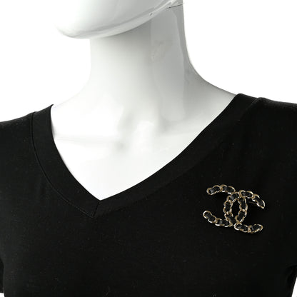 Chanel Lambskin Chain CC Brooch Black Gold 2 of 5