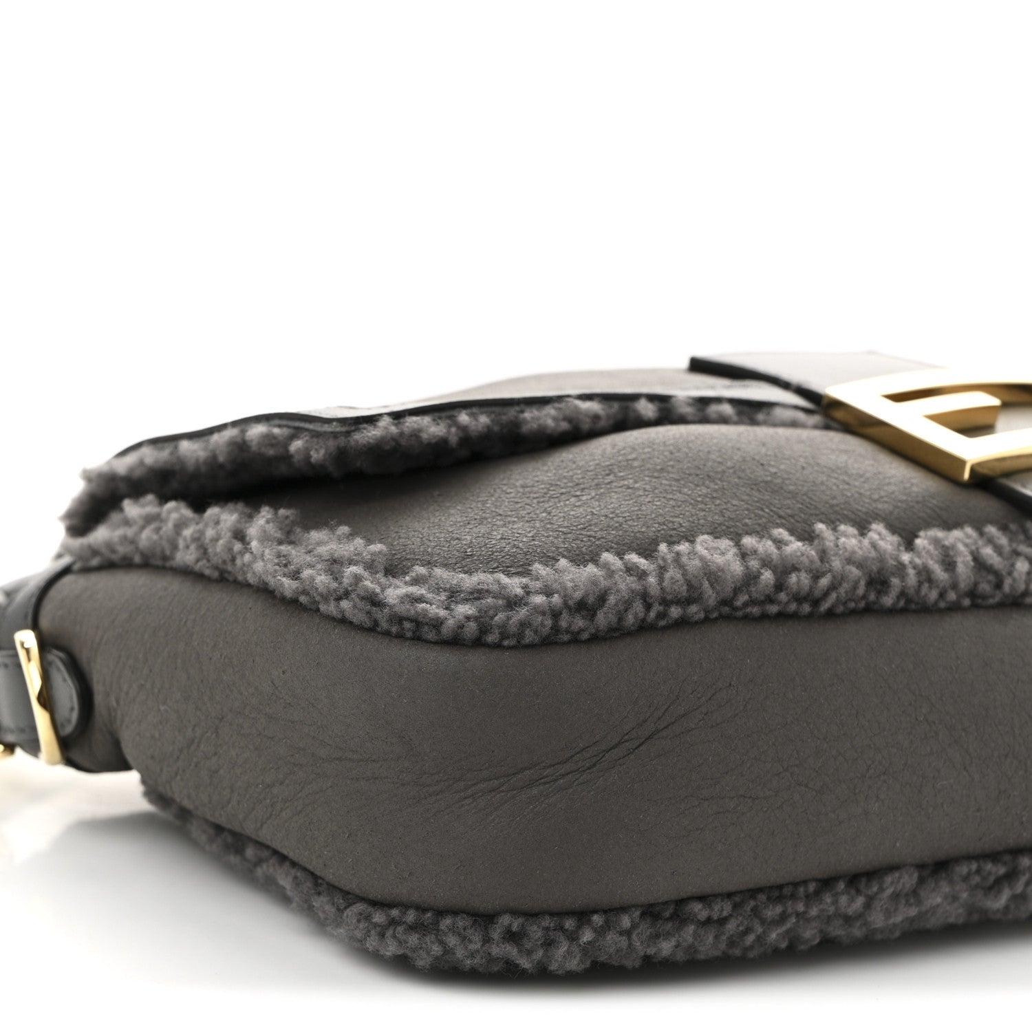 Fendi Lambskin Shearling Baguette Anthracite 10 of 11
