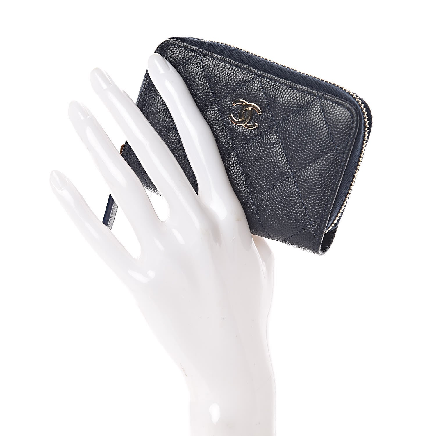 Chanel Caviar Quilted Zip Coin Purse Navy 2 of 8