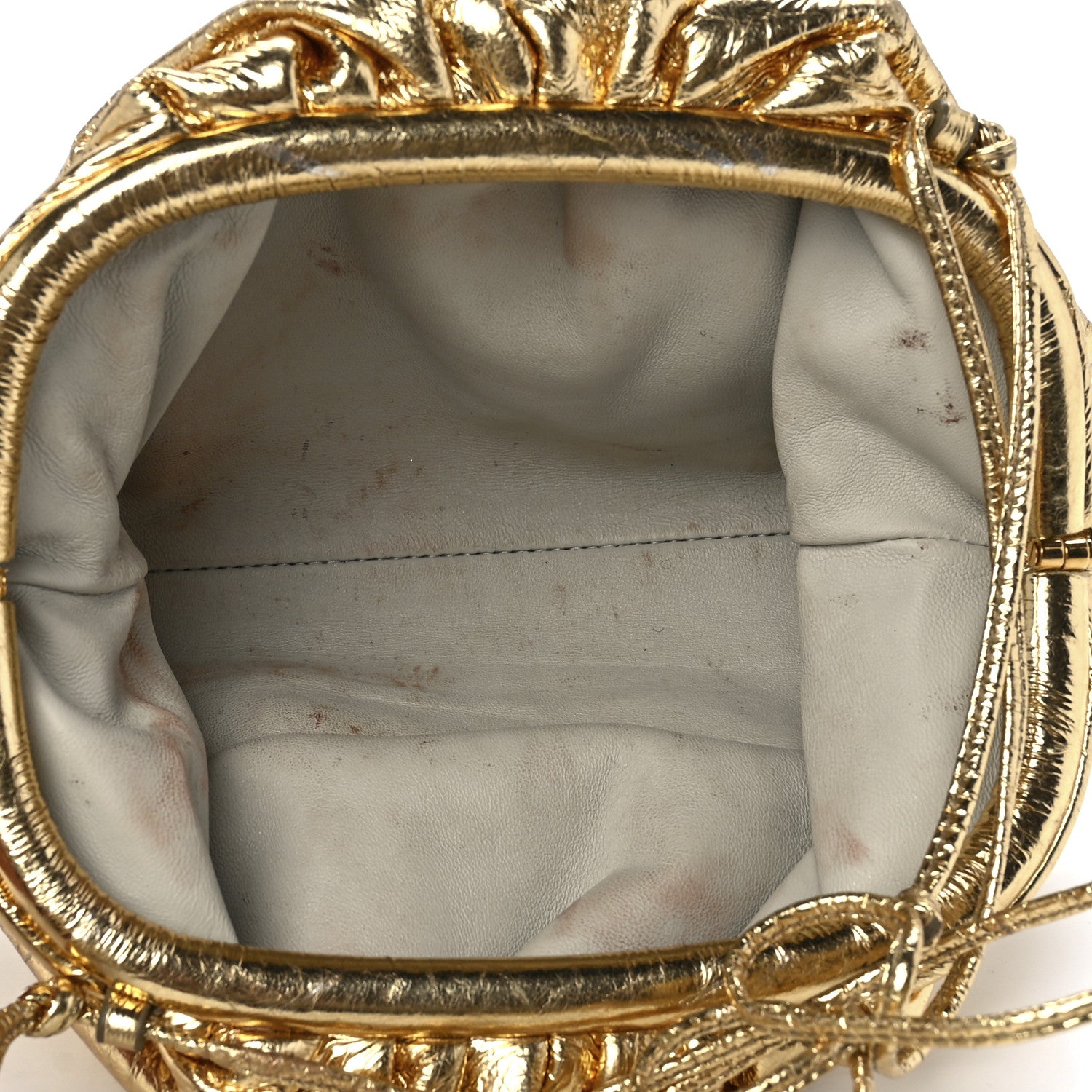Bottega Veneta Metallic Crinkled Lambskin The Mini Pouch Oro 5 of 13