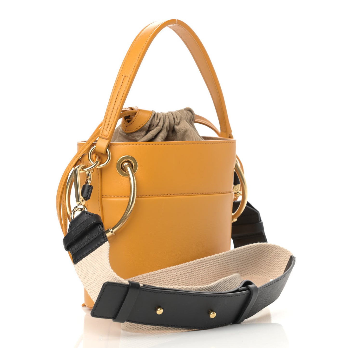 Smooth Calfskin Mini Roy Bucket Bag Burning Camel