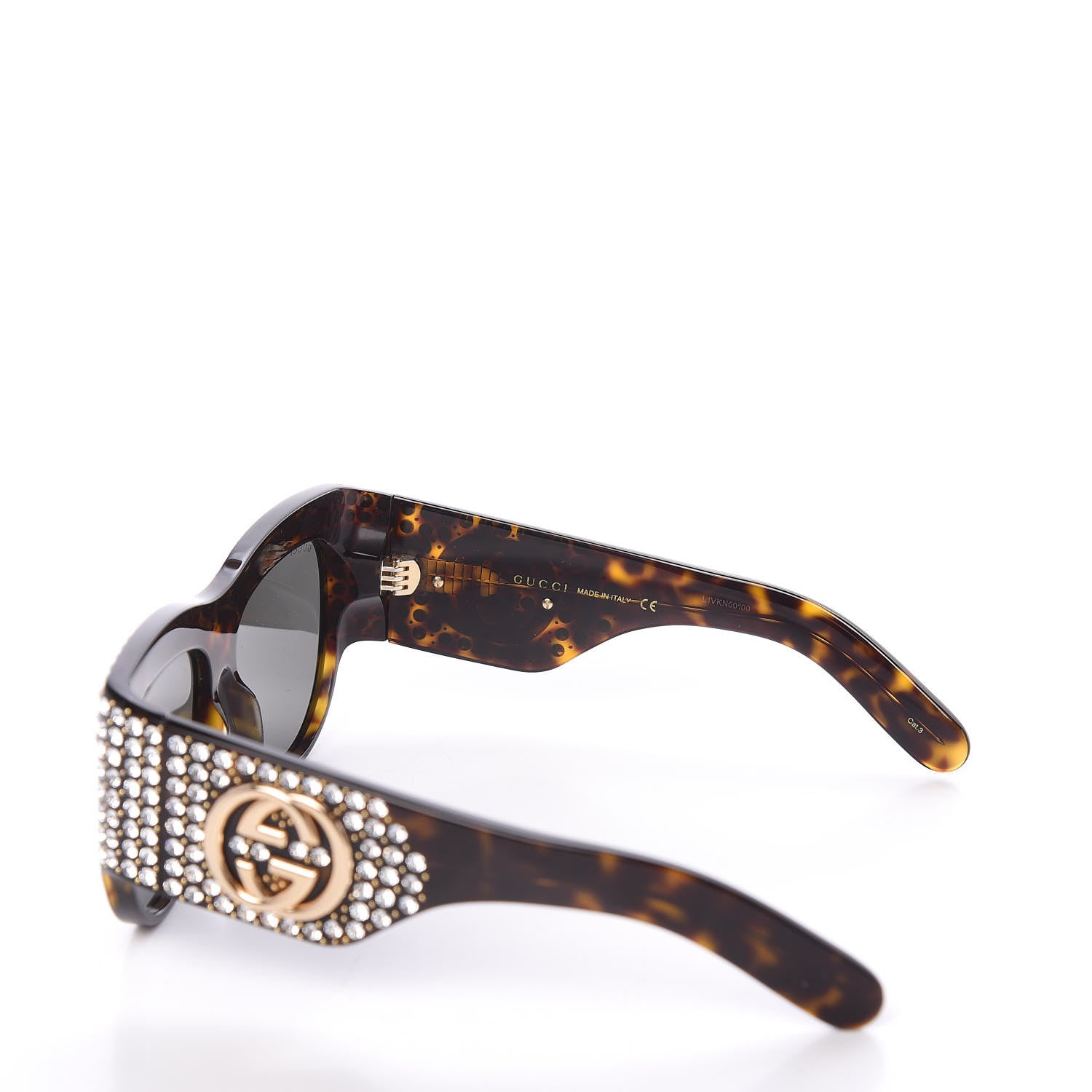 Gucci Acetate Crystal Oversize Hollywood Forever Sunglasses GG0144S Tortoiseshell 6 of 10