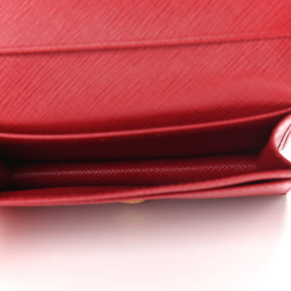 Prada Saffiano Metal Bi-Fold Card Holder Wallet Fuoco 5 of 7