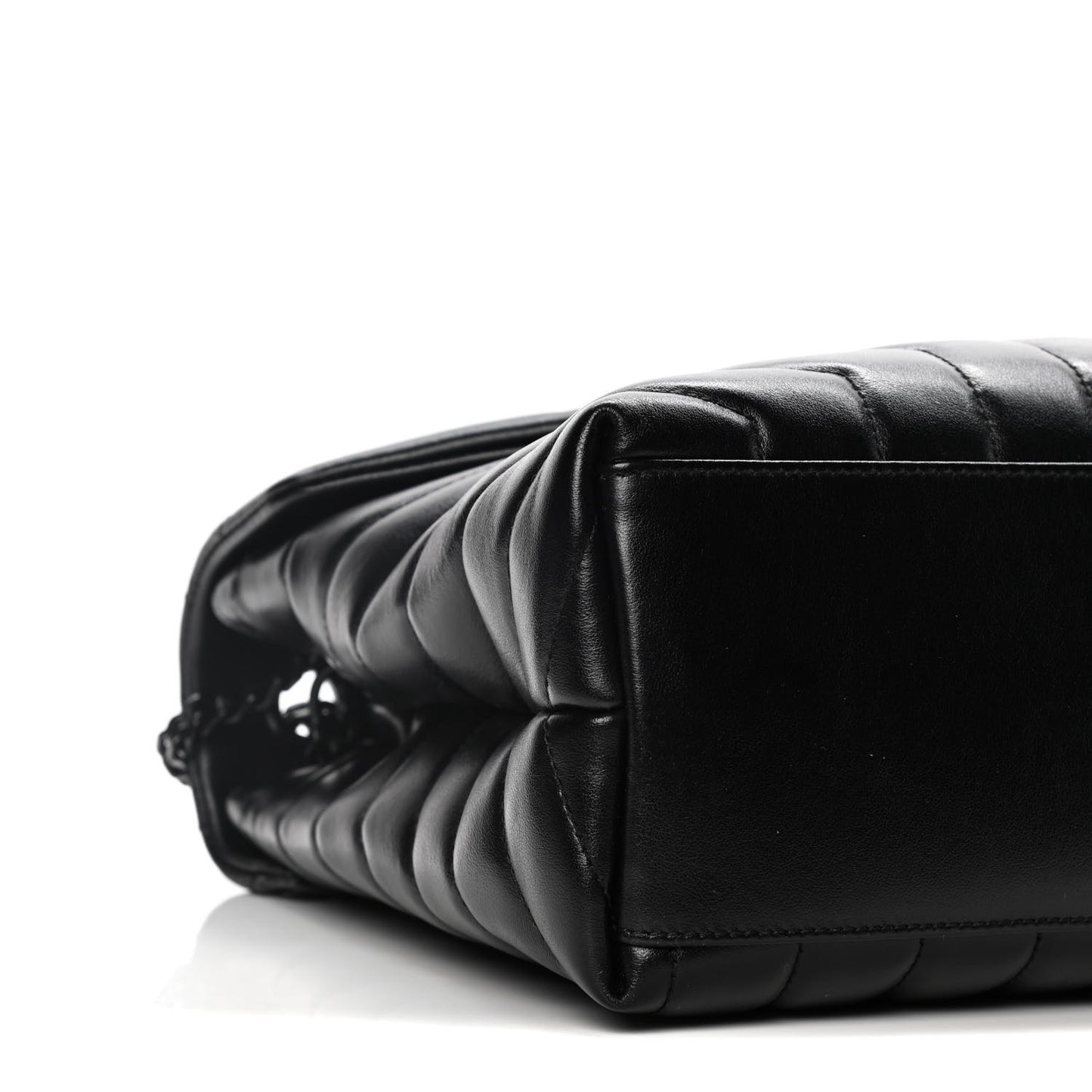Calfskin Y Quilted Monogram Medium Loulou Chain Satchel Black