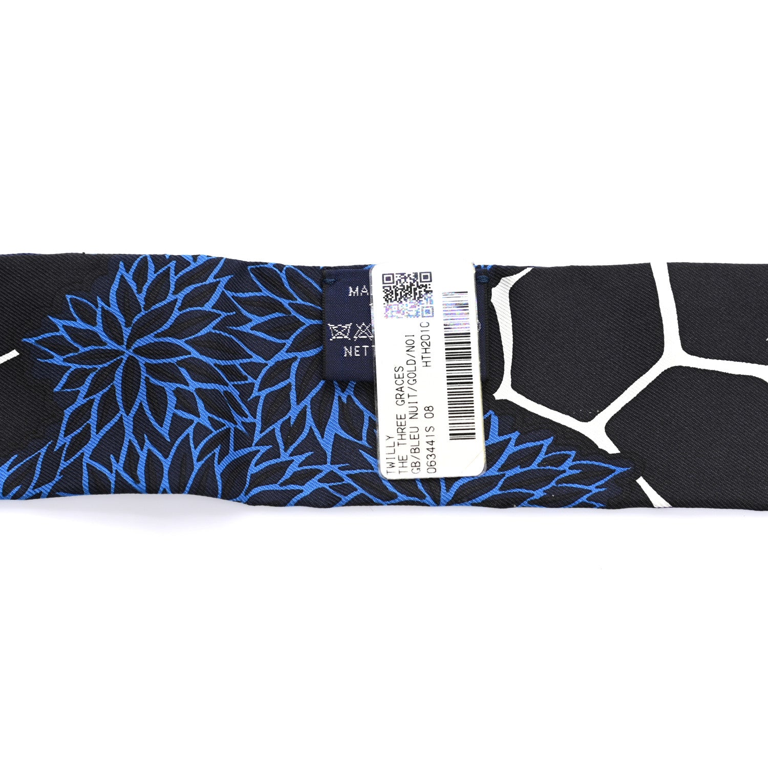 Hermes Silk The Three Graces Twilly Bleu Nuit Gold Black 2 of 4