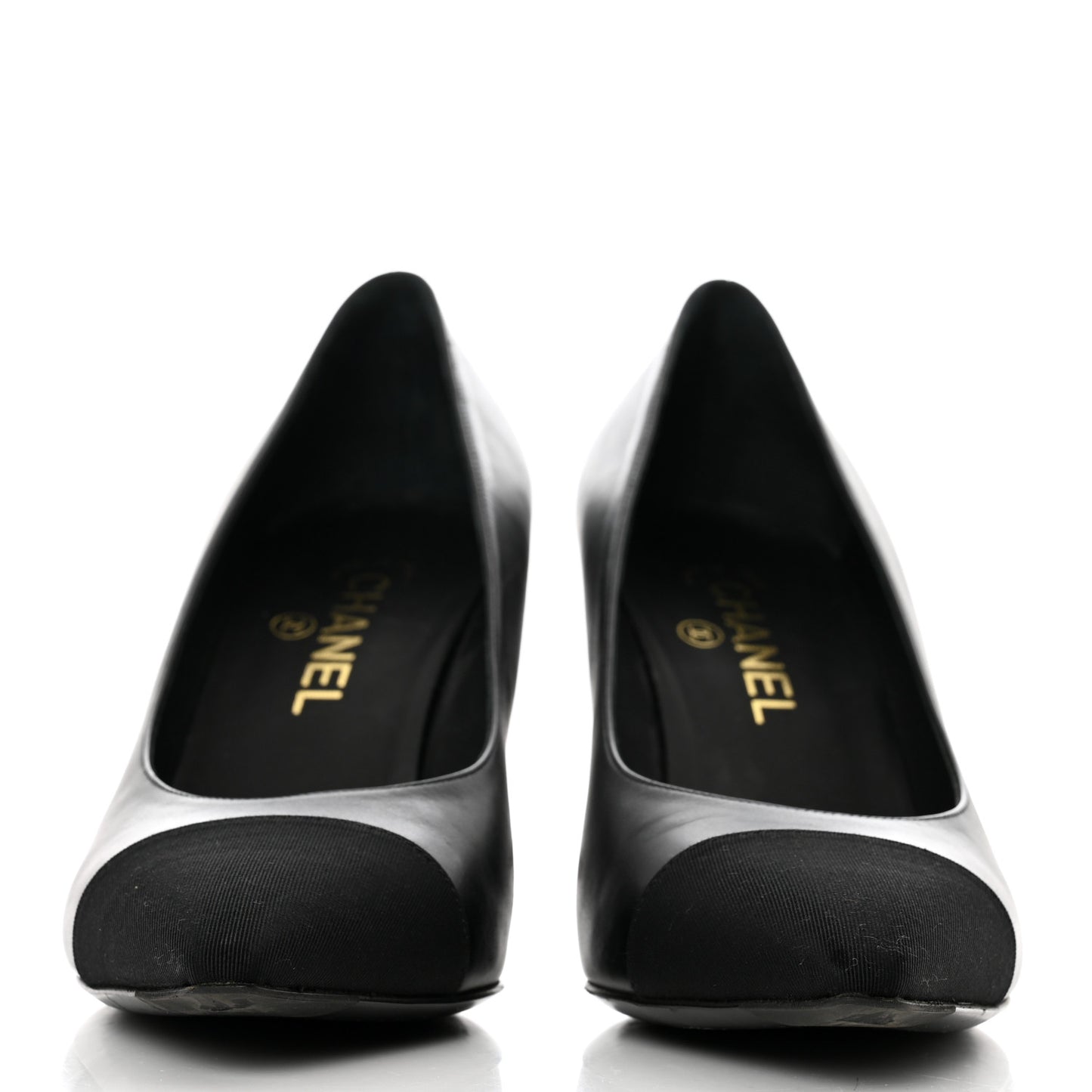 Iridescent Calfskin Grosgrain Cap Toe Pumps 40 Black