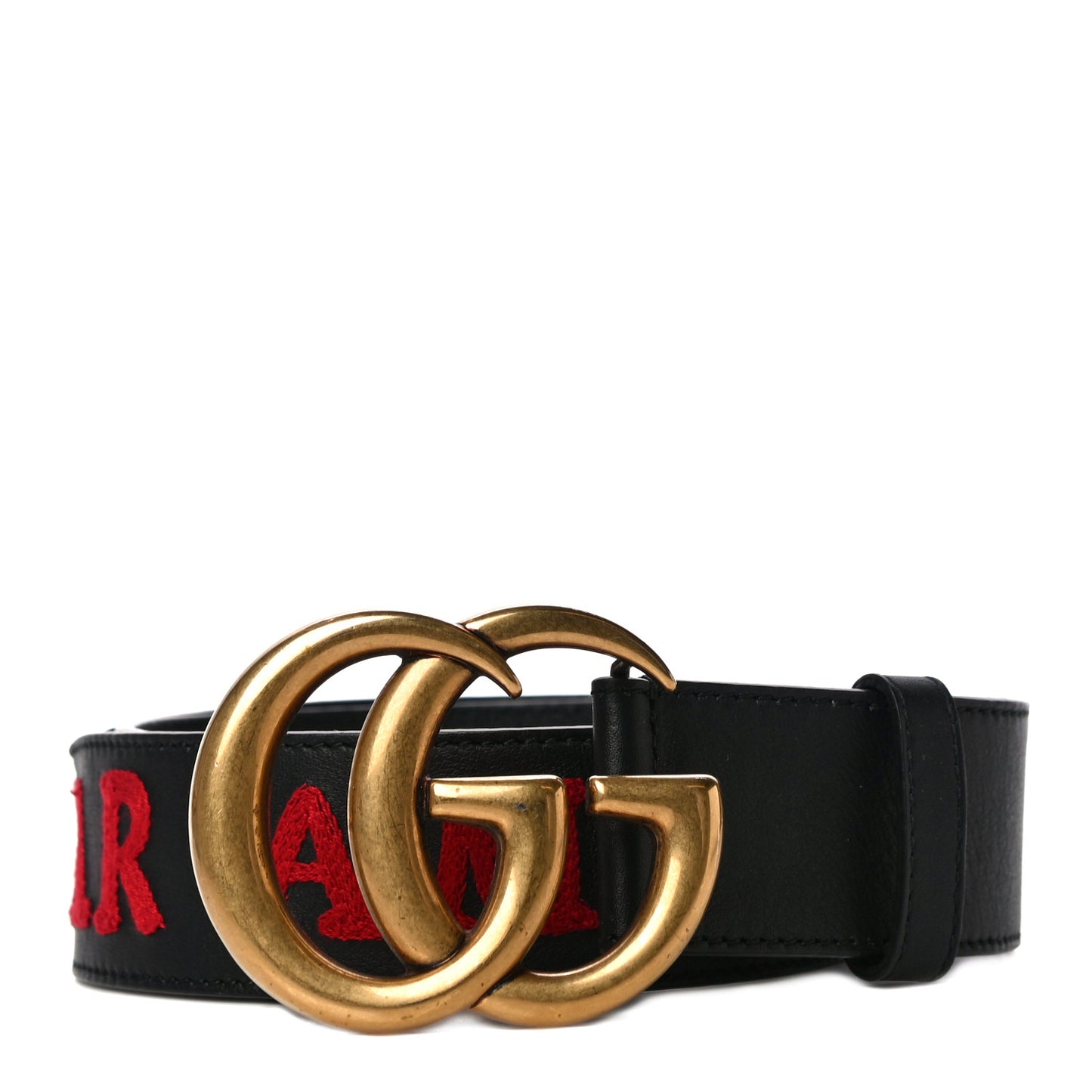 Calfskin L'Aveugle Par Amour Embroidered Double G 40mm Belt 75 30 Black Red
