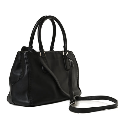 Prada City Calf Hand Stitched Small Galleria Double Zip Tote Black 3 of 14
