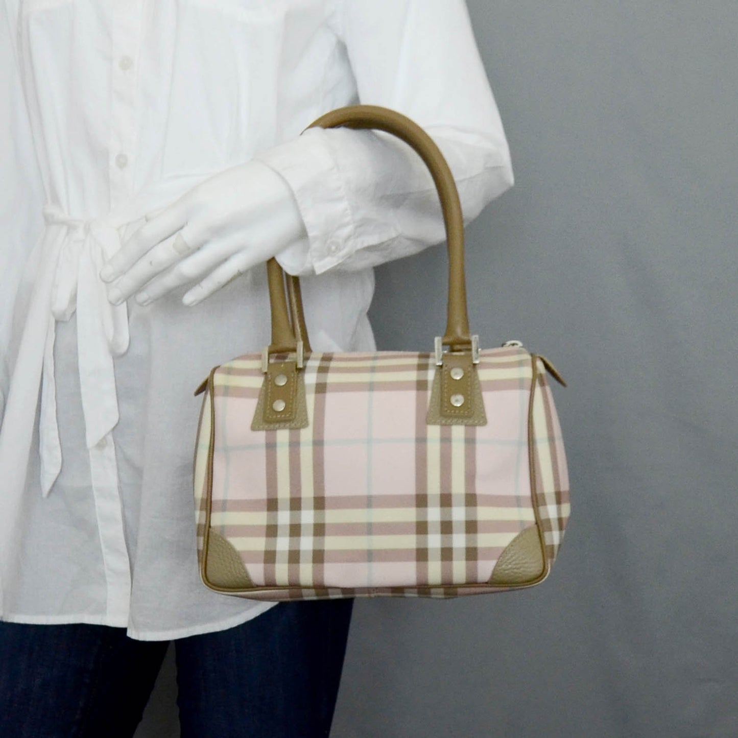 Candy Check Small Tote Pink